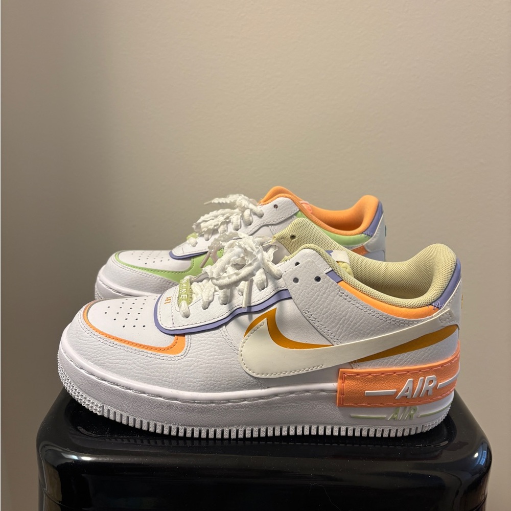 Nike Air Force 1-Shadow White Multi-Color Sneaker Womens Size 9
